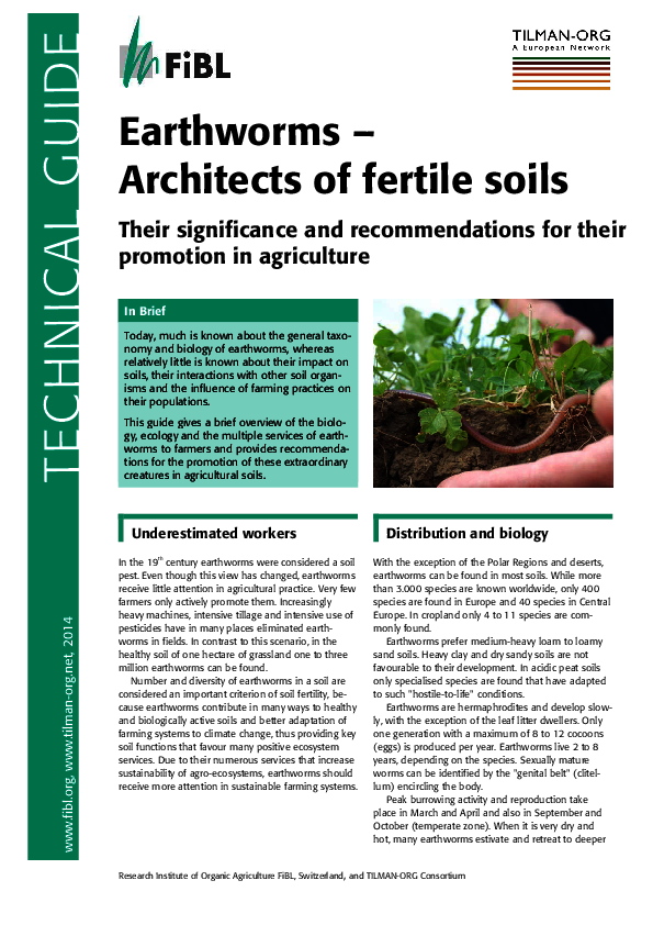 Cover: Guide "Earthworms – Architects of fertile soils"